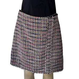 Ann Taylor Tweed Mini Skirt NWT Size 2 Lined Fringe Hem Classic Workwear